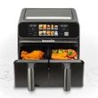 Kép 2/3 - Olaj nélküli fritőz - XXL - 230V - 2200W - dupla kosár, színes érintőkijelző - 4+4 L