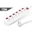 Kép 1/2 - 6-os elosztó - 6+1 kapcsolóval - 250 V • 16 A - 1,5 m