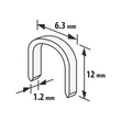 Kép 2/3 - Tűzőkapocs - 1,2 x 6,3 x 12 mm - 1000 db