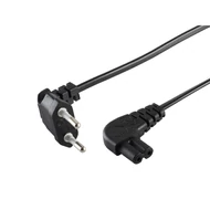 Hálózati csatlakozókábel, 90°-os, fekete, 1,5m