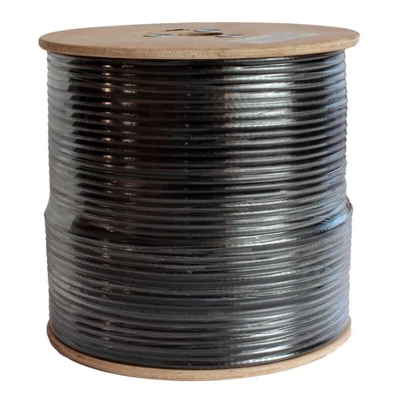 Koax kábel RG6 CCS Trishield 305m-es dob, fekete
