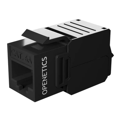 Openetics Cat. 6A UTP RJ45 aljzat, 180°, szerszám nélküli, fekete