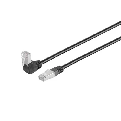 UTP Patchkabel CAT6 S/FTP - 90°-os csatlakozókkal - 1m - fekete