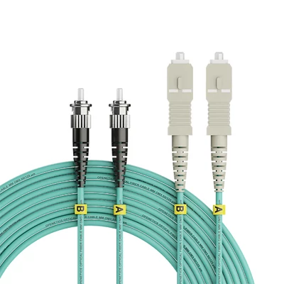 Openetics OM3 duplex optikai patch kábel ST–SC, 50/125 µm, PC, 2 m, aqua