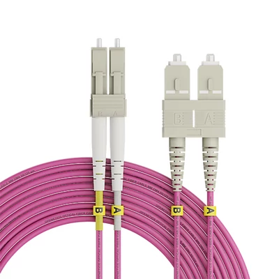 Openetics OM4 duplex optikai patch kábel LC–SC, 50/125 µm, PC, 15 m, lila