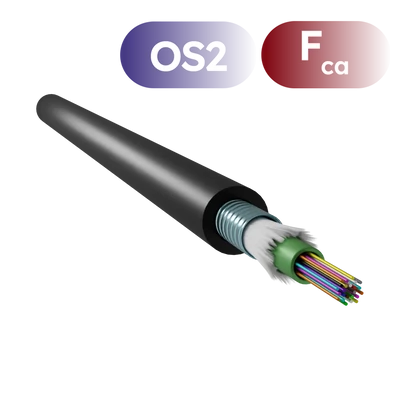 Openetics fém páncélozott optikai kábel OS2 9/125 µm, 24 szálas, fekete