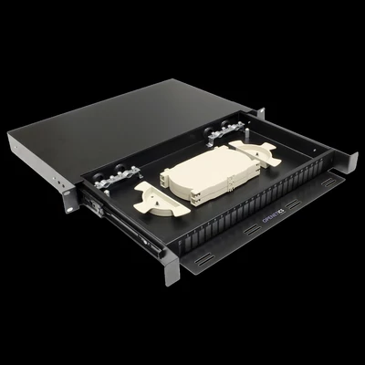 Openetics 19” kihúzható optikai elosztó tálca, 1U, 24× SC duplex