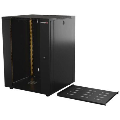 Openetics – OPENETICS 19"-os rack szekrény napelemes akkumulátorokhoz, 20U, 1155×540×600 mm, BatRack modell (a készlet tartalma: rack szekrény, 5 polc, 4 állítható láb)